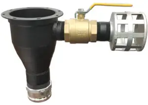 8" Slotted Flange Reducer to 4" Male Cam Lock Air Valve and Breather-image